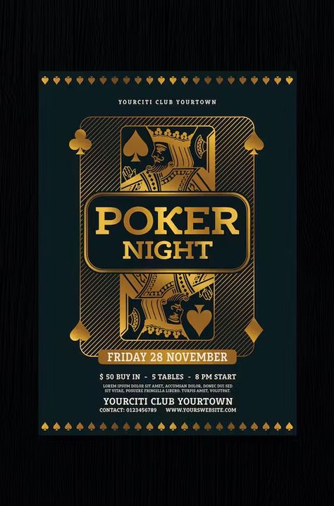 Poker Night Flyer Template PSD Poker Night Invitation, Poker Poster, Media Poster, Poker Night, Sports Flyer, Social Media Poster, Casino Night, Print Templates, Flyer Template