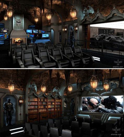 10 Awesome Man Cave Ideas - this would be Whit's DREAM!!!: Batman Man Cave, Best Man Caves, Ultimate Man Cave, Home Cinema Room, Man Cave Basement, At Home Movie Theater, Man Cave Home Bar, Home Theater Rooms, Home Theater Design