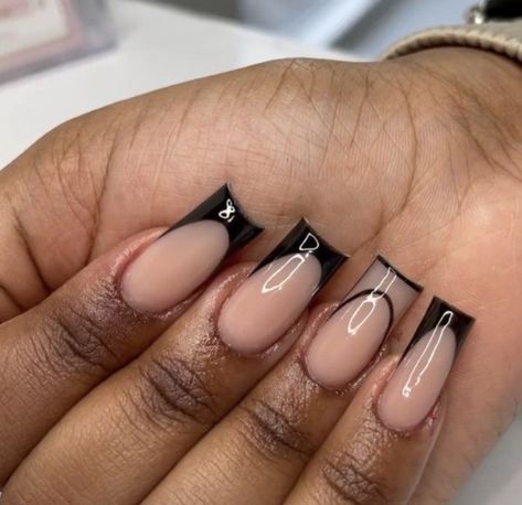 Black French Tips Short, Black French Tip Nails Short, French Tip Nails Short, French Tips Short, Black Nails Short, Black French Tip Nails, Black French Tip, Black French Tips, Nail Idea