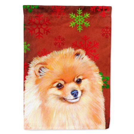 Pomeranian Red and Green Snowflakes Holiday Christmas Garden Flag, Multicolor Heart Boxers, Painted Dogs, Unicorn Craft, Christmas Flag, Garden Flag Stand, Watercolor Pictures, Garden Size, Kingdom Of Great Britain, Winter Snowflakes