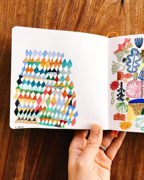 169 Likes, 7 Comments - Heather Smith Jones Art (@heathersmithjones) on Instagram: “2.28.17 Last night after a late dinner I painted watercolor triangles while catching up on pbs…” Heather Smith, Artist Life, Last Night, Pattern Making, Watercolor Art, Contemporary Art, Abstract Painting, Sketch Book, Abstract Art