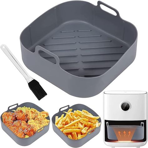 8 Inch Square Air Fryer Liner, Thick Silicone Air Fryer Accessories Reusable Air Fryer Silicone Pot with Silicone Pastry Brush for COSORI 5.5L, Ninja, Tower,Instant Vortex Air Fryer : Amazon.co.uk: Home & Kitchen Instant Vortex Air Fryer, Air Fryer Accessories, Air Fryer Review, Pastry Brush, Silicone Gloves, Basting Brushes, Paper Liner, Edible Oil, Egg Tart