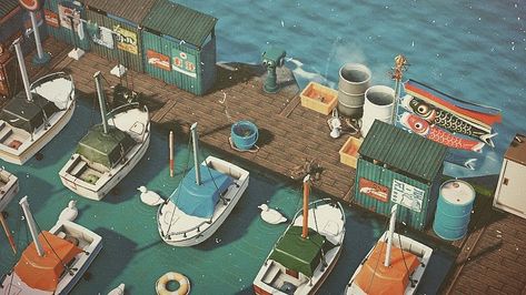 @tunaplay on Instagram: “In the harbour. #animalcrossing #animalcrossingnewhorizons #acnh #nintendo #animalcrossing #どうぶつの森 #acnhcommunity” Small Dock Ideas, Small Dock, Forest Cottage, Animals Crossing, Animal Crossing Wild World, Rustic Coastal, Animal Crossing Villagers, Acnh Inspo, Animal Crossing Pocket Camp