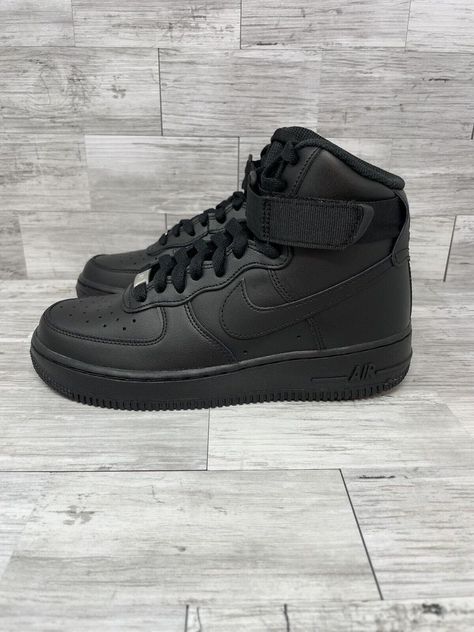 Airforce Hightop Outfits, Black High Top Air Force 1, Nike Air Force 5, High Top Black Air Forces, Black Nike Air Force 1 Outfit Woman, Nike Black Shoes Women, Black Shoes Sneakers Women, Black Air Force 1 Outfit Women, Black Air Force 1 Outfit