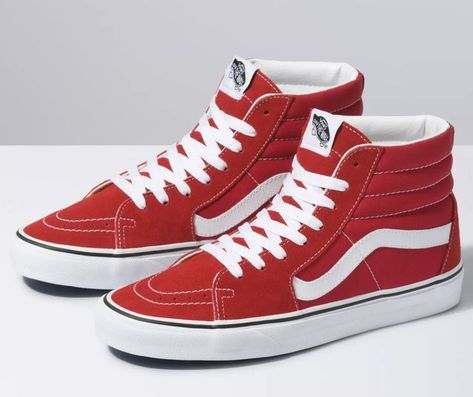 $70 White High Top Vans, Checkered Shoes, Vans Store, White Casual Shoes, Red Vans, Leopard Sneakers, Vans Red, Vans Blue, Vans Style