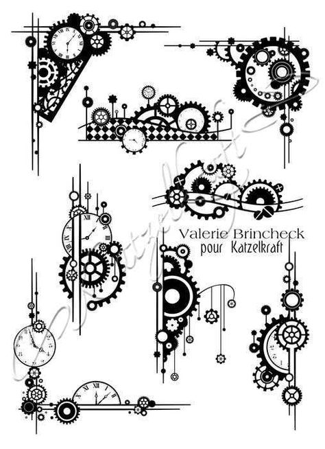 Steampunk Doodles, Gears Drawing Steampunk, Steampunk Vector, Steampunk Zentangle, Steampunk Patterns, Steampunk Kunst, Steampunk Clipart Vintage Images, Tampon Scrapbooking, Steampunk Mixed Media