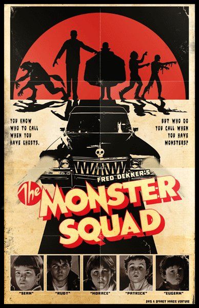 The Monster Squad, Classic Horror Movies Posters, Halloween Movie Night, Monster Squad, 11x17 Poster, 80s Horror, Car Poster, Classic Horror Movies, Horror Movie Posters