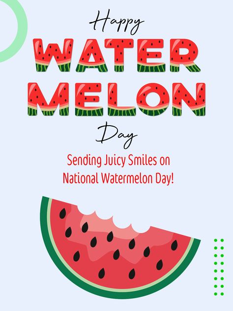 Description: Celebrate the essence of summer with a slice of fresh, crisp, and delicious watermelon on National Watermelon Day! Now, it's time to spread the joy with your loved ones by sending them e-cards adorned with this adorable watermelon image. Let them know that even a small gesture like sending an e-card can create big smiles and warm feelings on this special day. Watermelon Image, Watermelon Images, National Watermelon Day, Watermelon Day, International Friendship Day, Birthday Reminder, Big Smiles, E Cards, Birthday Calendar