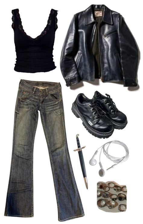 Ghosthunter Aesthetic Outfit, Supernatural Oc Aesthetic, Supernatural Fashion Inspired Outfits, Fall Outfit With Leather Jacket, Tvd Outfits Ideas, Supernatural Clothes Inspired Outfits, Supernatural Outfit Aesthetic, Supernatural Outfit Ideas Women, Supernatural Aesthetic Outfit