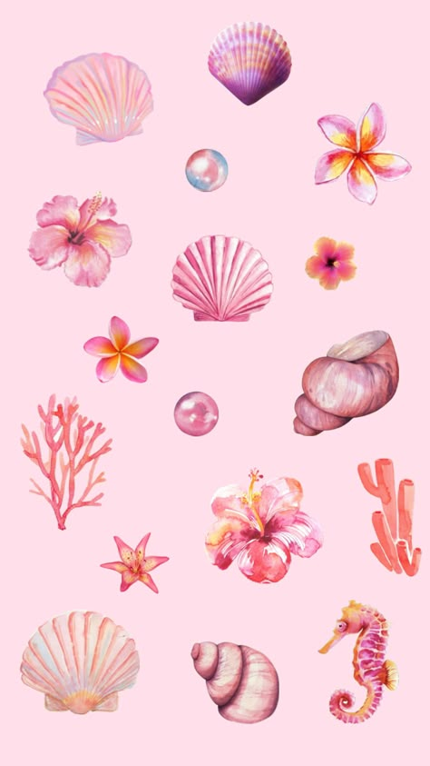 #summer #wallpaper #background #lockscreen #shells #aesthetic #pearls #girly #pink #sea #ocean #flowers #holidays #vacation Shells Aesthetic, Aesthetic Pearls, Pink Shells, Background Lockscreen, Ocean Flowers, Pearl Wallpaper, Cute Images For Wallpaper, Pink Lifestyle, Wallpaper Iphone Summer