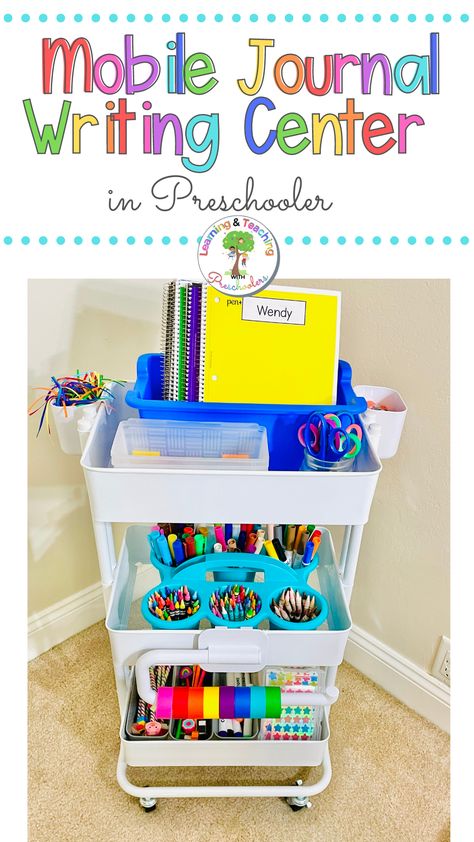 Preschool Writing Station Ideas, Writing Center Prek Ideas, Writing Center For Preschool, Writing Center Set Up, Writing Area Kindergarten, Montessori Writing Center, Preschool Writing Area, Writing Center Preschool Setup, Prek Reading Center