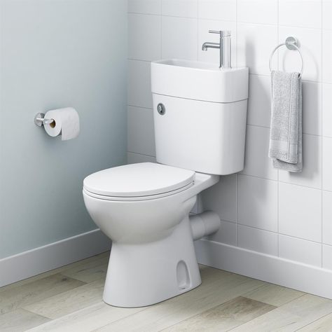 Baystone 2 in 1 Toilet Basin Combo Combined Toilet & Sink, Space Saving Cloakroom Once Piece Toilet Tap + Waste Included Toilet Basin Combo, Toilet Sink Combo, Sink Toilet Combo, Space Saving Toilet, Toilet Basin, Once Piece, Small Toilet Room, Toilet Sink, Small Toilet