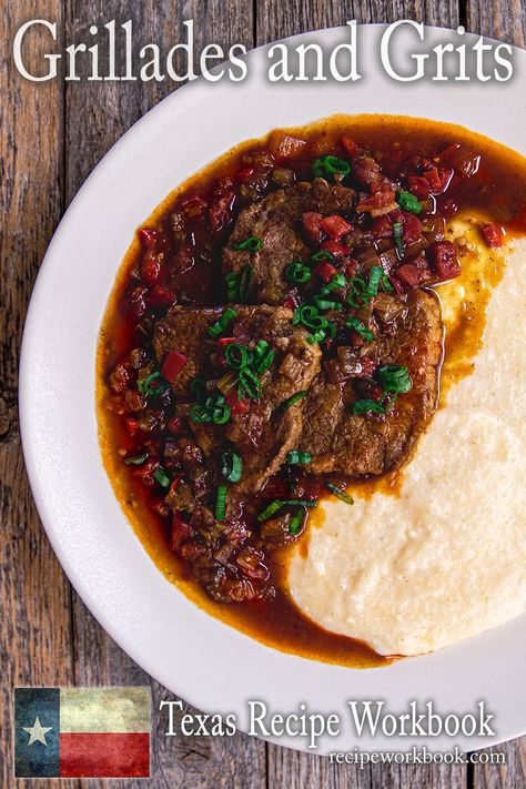 Grillades and grits are a favorite in our house. They're a traditional Creole dish popular for brunch in Southern Louisiana. #creole #cajun #grits  via @recipeworkbook Steak Bites Over Creamy Gouda Grits, Creole Beef Recipes, Steak And Grits, Beef And Grits, Pork Grillades, Cajun Grits, Grits And Grillades, Grillades And Grits, Creole Dishes