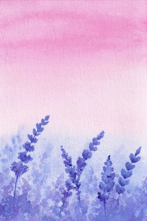 Landscape Lavender, Dawn Sky, Lavender Field, Sky Background, Diy Watercolor, Lavender Fields, Purple Lavender, Watercolor Inspiration, Pink Watercolor