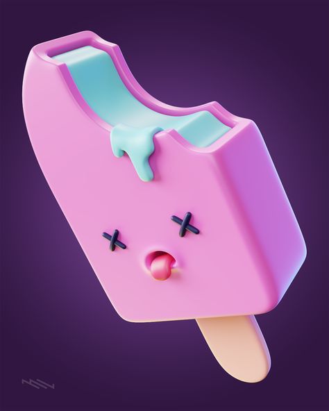 🍦 Ice cream tragedy on Behance Kawaii 3d Art, 3d Art Blender, Blender Wallpaper, Blender 3d Art, Wallpaper Ideas Iphone, Blender 3d Animation, Travel Wallpaper Iphone, Ice Cream Character, 3d Design Art