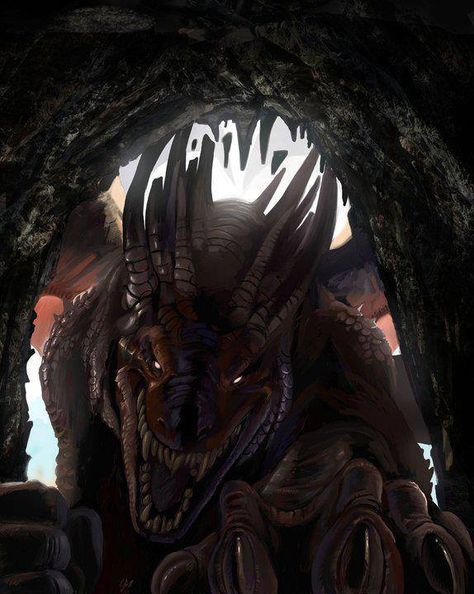 Western Dragon entering cave. scary! Cool Dragons, Ange Demon, Dragon Pictures, Dragon Head, Dragon Artwork, Dragon Drawing, Mythological Creatures, Fantasy Dragon, Mystical Creatures