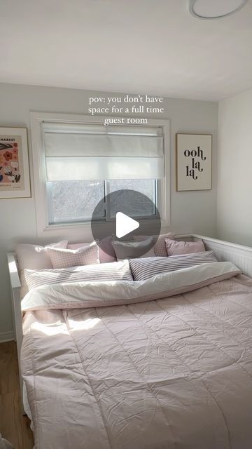 WONHAUS | home reno, diy + design on Instagram: "Perfect for small or shared spaces like our multipurpose guest room! We don’t have enough space or frequent guests to have a dedicated guest room so the @ikea hemnes daybed is the best solution!   Cutie set up from @society6 for my mom who’s visiting from Korea 💗  #ikeahome #ikeafinds #daybed #guestroom #smallspacedesign #bedroomdecor" Box Room Guest Room, Ikea Day Beds Ideas, Daybed Guest Room Ideas, Study Guest Room Combo, Daybed Office Guest Room, Ikea Daybed Room Ideas, Small Guest Room Office Combo, Small Guest Room Office, Daybed Room Ideas