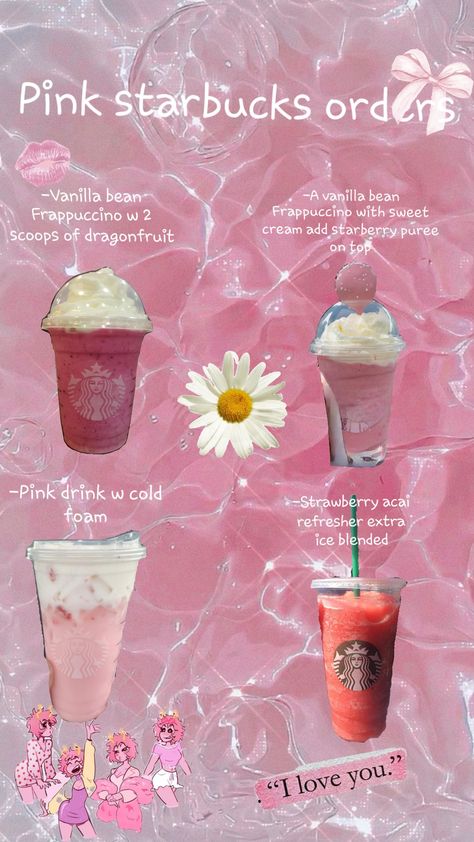 Starbucks Smoothie Drinks, Starbucks Drinks Cute, Starbucks Recipes Fruity, Tasty Starbucks Drinks, Preppy Starbucks Drinks To Order, Starbucks Drinks How To Order, Starbucks Recipes Refreshers, Preppy Starbucks Drinks, Starbucks Drinks Orders