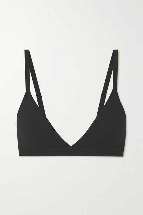 Black Fits Everybody triangle bralette - Onyx | SKIMS | NET-A-PORTER Designer Bra, Soft Cup Bra, Triangle Bralette, Black Bralette, Black Bra, Black Fits, Bra Lingerie, Who What Wear, Fashion Advice