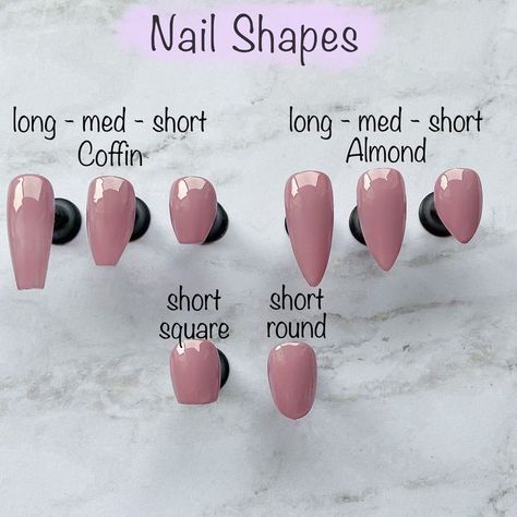 Nail Shapes And Lengths, Round Square Nails, Round Shaped Nails, Rounded Acrylic Nails, Nail Lengths, Acrylic Nails Almond Shape, Almond Nails French, Acrylic Nail Shapes, Short Almond Nails