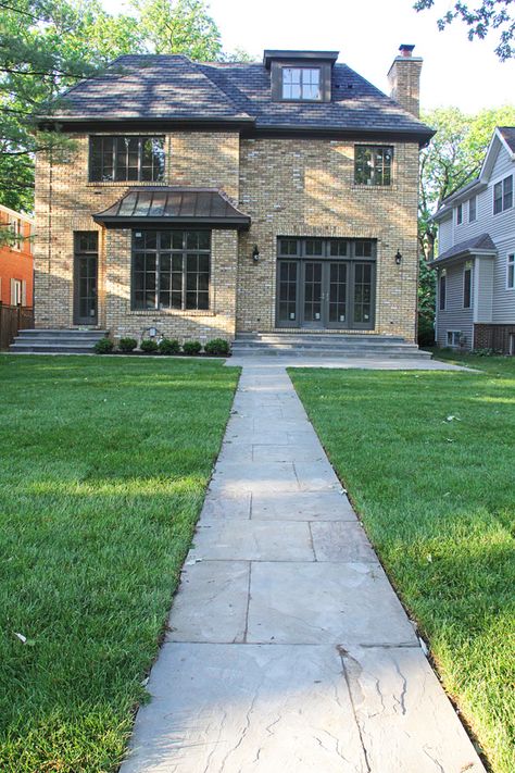 Chicago brick, buff or yellow brick Yellow Brick House Exterior, Yellow Brick House, Yellow Brick Houses, Brick House Exterior, Chicago Brick, Yellow Brick Home, Black Shutters, Brick Exterior House, Exterior Color Schemes