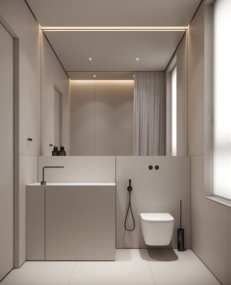 Bathroom Monochrome, Minimal Toilet, Monochrome Bathroom, Baths Interior, Bathroom Inspiration Modern, Washroom Design, Toilet Design, Modern Houses Interior, Bathroom Inspiration Decor