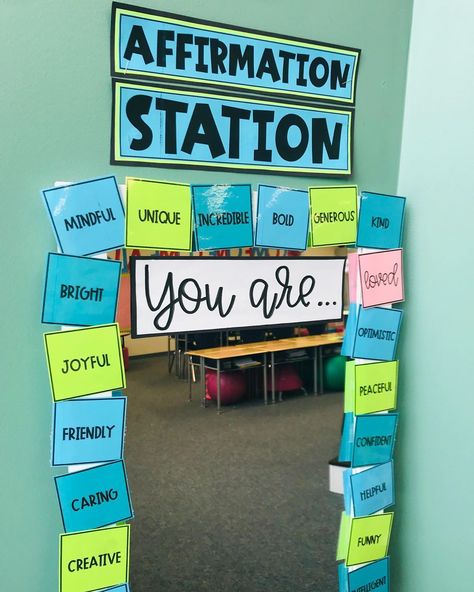 Jessi :) on Instagram: “Affirmation Station (or ME-rror or Inspiration Station, all named by you ☺️) is posted and ready for the TpT sale tomorrow! 💕…” Affirmation Station, Classroom Goals, Chrome Extensions, School Social Work, Pool Noodle, Future Teacher, Rainbow Theme, Teacher Things, New Classroom