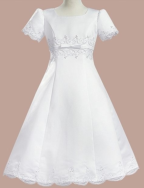 Girl White First Communion Dress Gown Plus Size 10X 20X Conformation Dresses Catholic, White Princess Gown For First Communion, Princess Style Short Sleeve First Communion Dress, Elegant White Short Sleeve First Communion Dress, Formal White Satin First Communion Dress, Conformation Dresses, White First Communion Dress For Spring Dress-up, Choir Uniforms, Choir Dresses