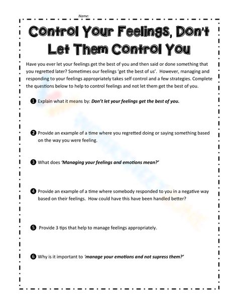 Self Regulation Worksheets, Impulse Control Activities For Kids, Impulse Control Worksheets, Healing Worksheets, Control Your Feelings, Dbt Activities, Child Therapy Activities, Family Therapy Activities, Empowerment Activities