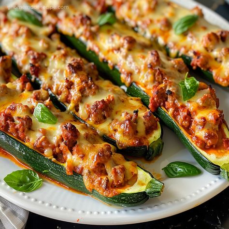 Savory Stuffed Zucchini Boats | Easy And Delicious Recipe - My Home Made Recipe Zucchini Boat Recipes, Stuffed Zucchini Boats, Sausage Stuffed Zucchini, Stuffed Zucchini, Zucchini Boats, Zucchini Recipes, Italian Sausage, Nanny, Vegetable Recipes