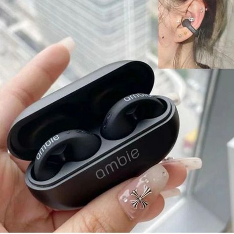 Ambie Wireless Ear Clip Bluetooth 5.3 Headphones Price rs.2200 🧲Ambie Wireless Ear Clip Bluetooth 5.3 Headphones Ear cuffs Sport Outdoor Headset Earring Type Wireless Bluetooth IPX5 Waterproof Sports Earbuds For Ambie Sound #ambie #earbuds #wireless #ipx5 #ambiesound #ambieearbuds Bone Conduction Earphone, Shopify Balance, Ear Sound, On Ear Earphones, Noise Cancelling Earbuds, Mom Outfit, Unique Gadgets, Sport Outdoor, Black Femininity