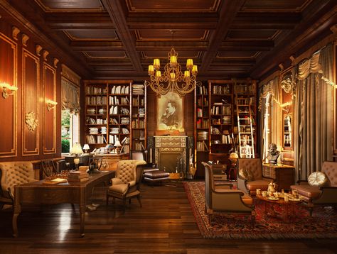 Home Office Mansion, Home Office Old Fashioned, Old Fashion Office, Old Fashioned Study, Old Money Study Room, Old Money Home Office, Old Office Aesthetic, Old Fashioned Office, Medieval Office