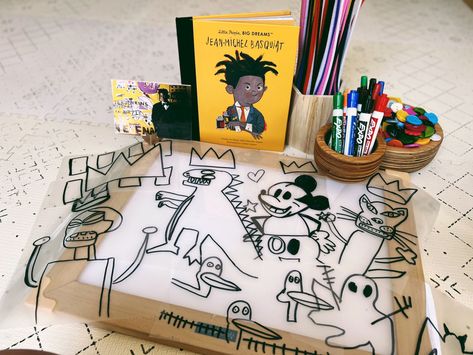 Two Ways to Create like Jean-Michel Basquiat Basquiat Art Project For Kids, Basquiat Art, Jean Michel Basquiat, Jean Michel, Marker Drawing, Elementary Art Projects, Graffiti Artist, Little People, Elementary Art