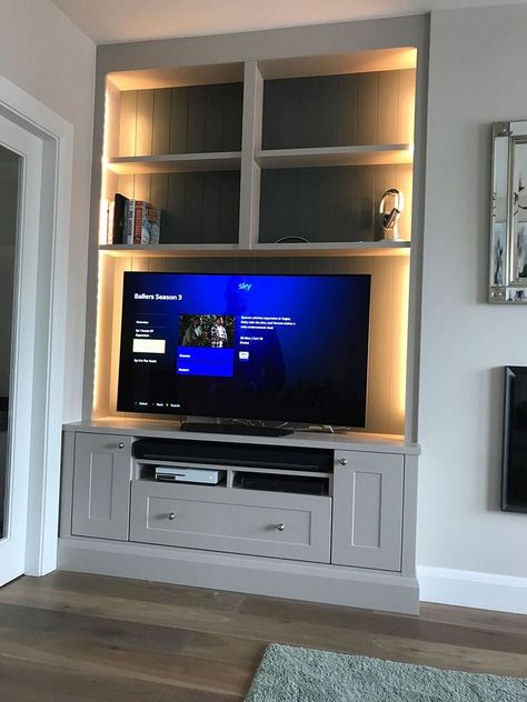 Lounge Tv Storage, Alcove Tv, Alcove Tv Unit, Tv Alcove, Alcove Storage Living Room, Built In Tv Unit, Salons Cottage, Built In Tv Cabinet, Built In Tv Wall Unit