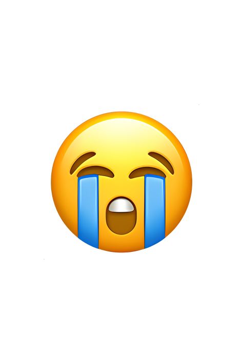 The 😭 Loudly Crying Face emoji depicts a yellow face with closed eyes and a wide open mouth, with tears streaming down its cheeks. The eyebrows are furrowed and the face is contorted in a way that suggests intense sadness or distress. The tears are depicted as blue droplets, and there may be one or several of them depending on the platform. Overall, the emoji conveys a strong sense of emotional pain or anguish. Ios Cute Emoji, Ios Emoji Faces, Emoji Icons Faces, I Phone Emoji Stickers, I Phone Emojis, Emot Iphone, Crying Emoji Icon, Emoji Crying, Emoji Ip