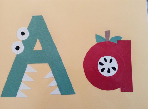 A is for Alligator & Apple A Is For Craft, A Is For Alligator Craft, Alphabets Activity, Letter A Craft, A Is For Alligator, Letters Activities, Letter Activity, African Art Projects, Alphabet Crafts Preschool