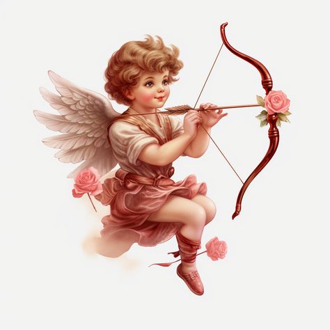 Cupid Illustration, Cupid Vintage, Valentines Day Romantic, Arrow Png, Cupid Arrow, Valentine Cupid, Simple Texture, Cupids Arrow, Cupids Bow