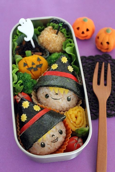 Egg Bento Ideas, Halloween Bento Box For Kids, Bento Box Halloween, Halloween Packed Lunch, Kawaii Bento Box Recipes, Halloween Bento, Kotak Bento, Halloween Lunch Box, Bento Kids