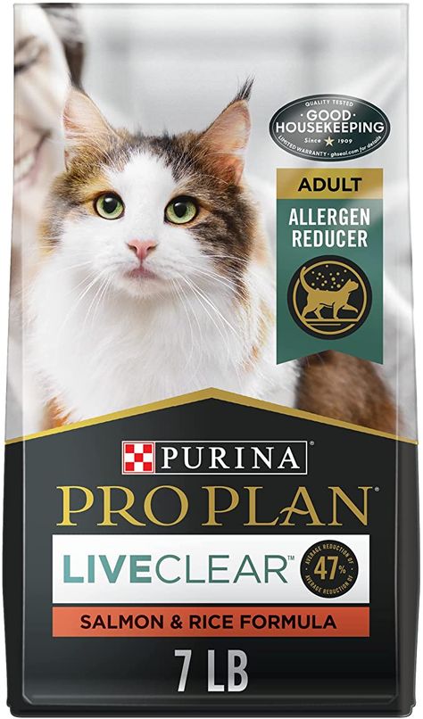 Amazon.com: Purina Pro Plan Allergen Reducing, High Protein Cat Food, LIVECLEAR Salmon and Rice Formula - 7 lb. Bag : Everything Else Salmon Cat, Cat Shampoo, Pro Plan, Salmon And Rice, Purina Pro Plan, Cat Dander, Cat Items, Chicken And Rice, Dry Cat Food