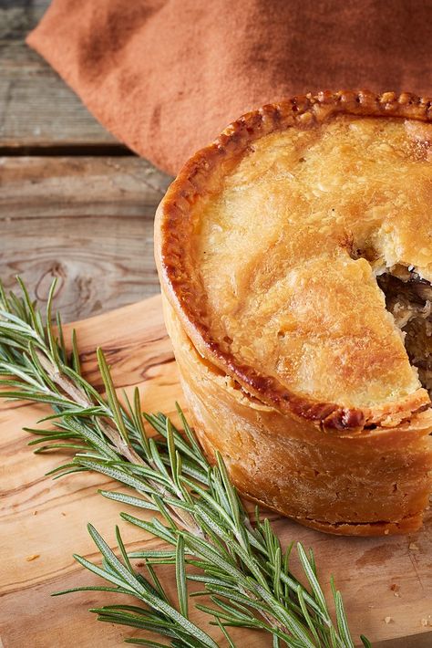 This gluten-free vegetarian pie recipe is the perfect make-ahead dish for parties or lunch during the colder months. Filled with a seasonal combination of parsnips, chestnuts, roasted nuts and mushrooms, it's encased in a pastry made in a similar way to hot water crust pies. Vegetarian Pie Recipes, Hot Water Crust, Chestnut Mushroom, Vegetarian Pie, Parsnip Recipes, Chestnut Recipes, Mushroom Pie, Uk Recipes, Great British Chefs