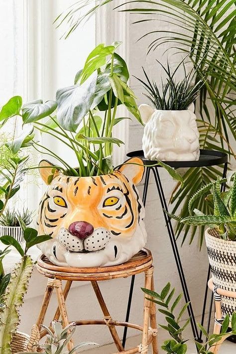 Collection Board, Animal Planters, Head Planters, Bohemian Interior, Plant Mom, Animal Decor, Bohemian Home, Trending Decor, Ceramic Art