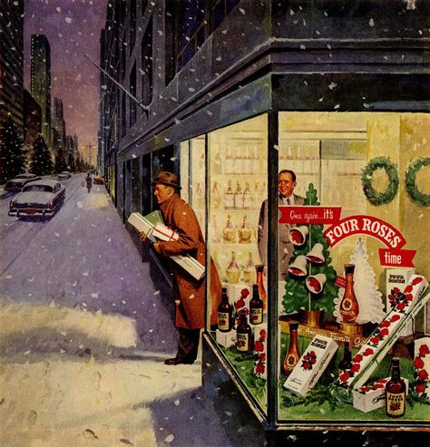 Japan Illustration, Vintage Christmas Images, Christmas Ad, Mid Century Christmas, Store Window, Old Christmas, Images Vintage, Old Fashioned Christmas, Christmas Past