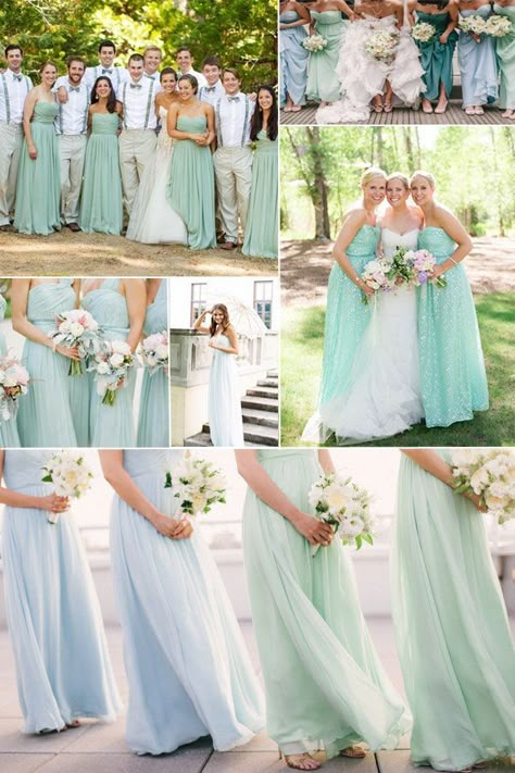 Long Chiffon Mint Bridesmaid Dresses - Spring Summer wedding 2014 trends ~liking the colors Simple Beach Bridesmaid Dresses, Mint Bridesmaid, Folk Wedding, Mint Bridesmaid Dresses, Spring Bridesmaid Dresses, Beach Bridesmaid Dresses, Top Wedding Trends, 2014 Trends, Mint Wedding