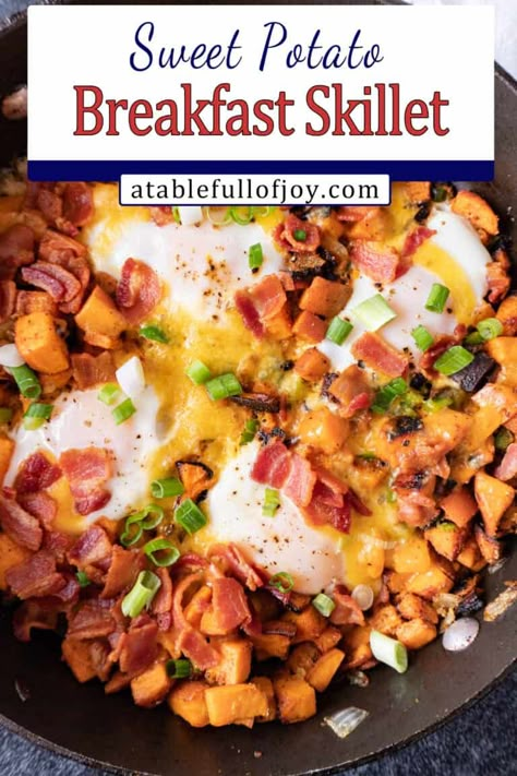 Sweet Potato Breakfast Bake, Sweet Potato Breakfast Potatoes, Sweet Potatoes Breakfast Recipes, Sweet Potato Breakfast Ideas, Healthy Sweet Potato Recipes Breakfast, Sweet Potato Diet Meal Plan, Breakfast Ideas With Sweet Potatoes, Sweet Potato Egg Breakfast, High Protein Sweet Potato Breakfast