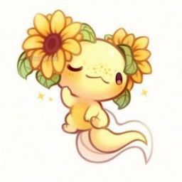 Sunflower Axolotl 🌻 Ideas Style, Home Ideas, Sunflower, Style Inspiration, Yellow, Hair, Kawaii