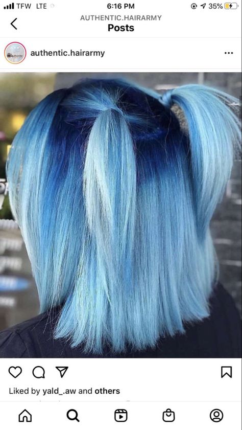 Two Tone Hair Color Ideas, Two Tone Hair Color, Blonde And Blue Hair, Baby Blue Hair, Edgy Hair Color, Unnatural Hair Color, Two Tone Hair, Split Dyed Hair, Blue Ombre Hair