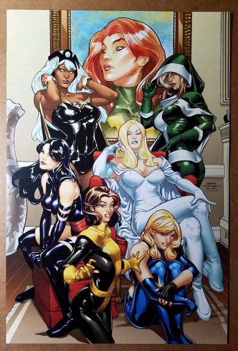 X-Men women 500 Rogue Emma Frost Psylocke Dazzler Storm Poster by Terry Dodson Terry Dodson, X Men Art, Women Of Marvel, Univers Marvel, Karakter Disney, Emma Frost, Uncanny X-men, Bd Comics, Marvel Vs Dc