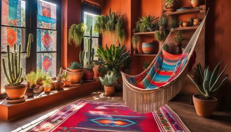 10 Chic Mexican Home Decor Ideas for a Vibrant Interior Traditional Mexican Decor, Mexican Color Palette, Mexican Style House, Fantasy Cities, Vibrant Interior, Spanish Home Decor, Mexican Colors, Colorful Pottery, Mexican Home Decor