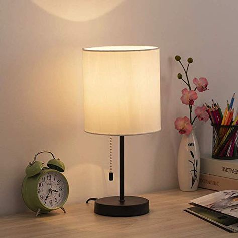 Modern Nightstand Lamps, Wood Desk Lamp, Fabric Lamp Shade, Fabric Lamp, Bedside Desk, Modern Desk Lamp, Modern Bedside, Bedside Night Stands, Nightstand Lamp