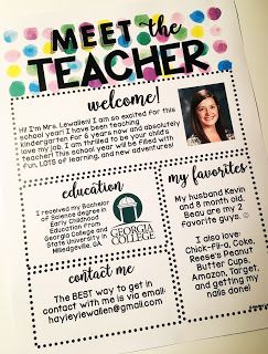 Watercolor Classroom, School Brochure, Meet The Teacher Template, Teacher Boards, Teacher Templates, Back To School Night, Meet The Teacher, Classroom Inspiration, Teacher Tools